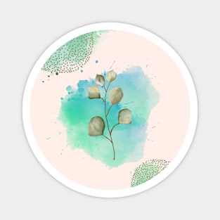 Green Blue Minimalist Leaves Magnet